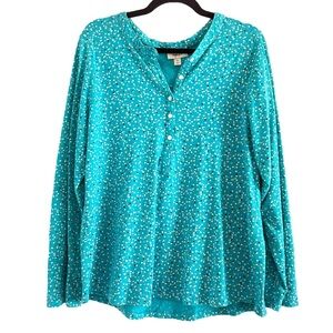 Style & Co. Scatter Dot Turquoise Knit Top